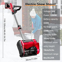 RKUVPAE 20V 4.0Ah Cordless Snow Blower for Driveway,12.6" Clearing Path, 26' Throwing Distance,Electric Snow Shovel for Driveway,with Adjustable Handle, for Patio, Playground, Farm