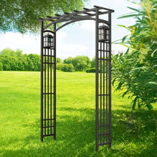 Panacea 84303 Mission Garden Arbor with Lanterns, Black, 79.5" H