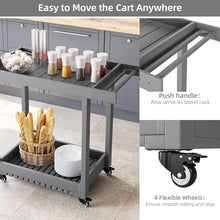 HXYONGN Double-Shelf Grill Table, Portable Trolley with 4 Wheels and Towel Rack, Multifunctional Outdoor Kitchen Cart for Garden and Bar Storage(Grey)