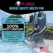 Global Pool Products Tidal Wave Inground Swimming Pool Water Slide Deck Mounted Left Curve Turn Grey GPPSTW-Grey-L