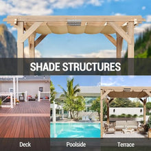 SunnyFurn 10x12 Ft Cedar Wood Pergola with Retractable Shade Canopy Natural