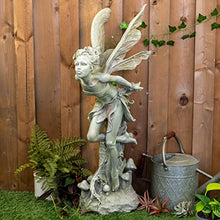Napco Imports Resin Stone Kissing Fairy Statue with Greenish Finish 14101