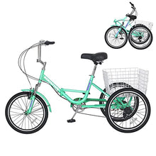LILYPELLE Adult Folding Tricycle 7 Speed 26 inch Light Green