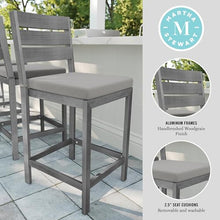 Martha Stewart Bedford Set Indoor/Outdoor Patio Bar Stools, Gray, 2-Pack