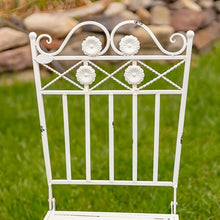 Zaer Ltd. Three Piece Metal Bistro Set with Aster Flower Accents Copenhagen 1843" (Antique White)