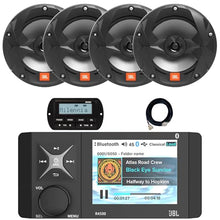 Enrock Marine 4" Color LCD Display Marine Bluetooth Stereo Receiver with Wired Remote & 20-Foot Extension Cable, 4x 6.5" 225W Black Speakers