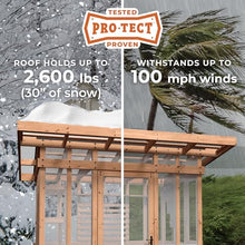 Backyard Discovery Poppy 9' x 6' Cedar Wood and Polycarbonate Walk-in Greenhouse Kit with Exhaust Fan, Windows, Hose Hook-Ups, PowerPort, Staging Shelves, Plant Hooks for Year-Round Outdoor Gardening