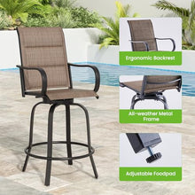 Soohow Patio Bar Stools Set of 4, Outdoor Swivel Barstools with Paded Textilene Fabric, All Weather Outdoor Bar Height Chairs, Ergonomic Comfort Tall Swivel Patio Chair for Balcony, Poolside, Lawn