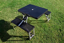 PICNIC TIME Los Angeles Chargers Picnic Table Portable Folding Table with Seats and Umbrella, (Black)