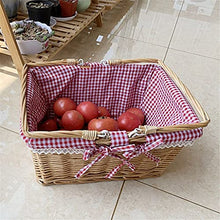 GAAHRQQQ Picnic Basket Woven tural Wicker Basket with Double Handles and Cloth Lining for Food Sundry Container Fruit Storage Small