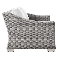 Conway Outdoor Patio Wicker Rattan Loveseat in Light Gray White