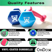 CanDo Vinyl Coated Dumbbells 5 Pairs 1lb-10lb with Storage Rack Multi