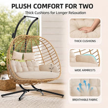 Micleed Double Egg Swing Chair with Stand, Outdoor 650LBS, Cream