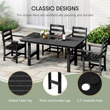 WestinTrends Ashore 7-Piece HDPE Outdoor Rectangular Patio Dining Table Set, Black
