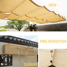 FENGZEQUAN Retractable Shade Cover, Pergola Replacement Awning Canopy, High Density Polyethylene (HDPE)，Outdoor Slide Wire Wave Shade Sail for Garden Gazebo Patio Deck(W3*L20m/W9.84*L65.62ft)