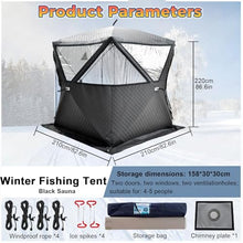 SENODON Outdoor Sauna Tent for 3-5 People, Sturdy Design, Portable Ice Fishing Tent, Ice Fishing Tent for Garden, Gym, Camping, and Ice Fishing(Black Sauna-2.1m)