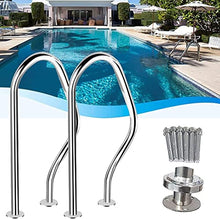 Pool Handrail Handle Grab Rails Swimming Pool Ramps Pool Hand Rail, Easy to Mount Handrail, 304 Stainless Steel Pool Stair Rail with Base Plate and Handle Cover