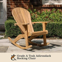 Ash & Ember Savannah Grade A Teak Adirondack Rocking Chair, Patio Lounge Seat for Deck, Porch, or Backyard Indoor Outdoor Use, Weather Resistant, Gently Curved Seat and Back with Tight Slats