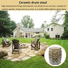 Ceramic Drum Table,Ceramic Drum Stool,Decorative Ceramic Garden Stool, Kiln Green Six-Sided Hollow Shoe Changing Stool Drum Stool, Suitable for Outdoor Garden,