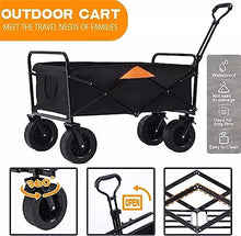 CWENZXDIA Garden Wagon Folding Wagon Cart Portable Foldable 150L Large Capacity Outdoor Camping Table Light BBQ Trolley Utility Cart