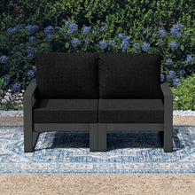 WestinTrends Montara Outdoor HDPE All-Weather Modern Patio Loveseat with Waterproof Cushions, Black