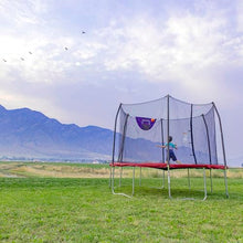 Skywalker Trampolines 12-Foot Jump N’ Dunk Trampoline with Enclosure Net Red