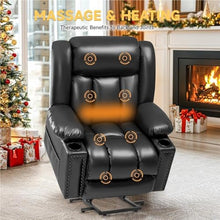 KTYUERGHK Large Heated Massage Power Lift Recliner with USB-C Port, Black
