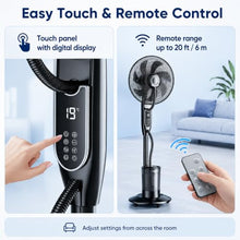 Pedestal Misting Fan with 1.3 Gal Water Tank, Rolling Base, Remote Control