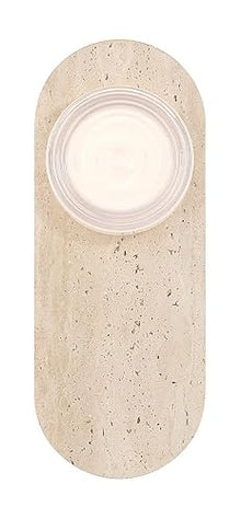 Eurofase Sternn 1-Light LED Outdoor Wall Sconce – 15" Travertine Modern Exterior Wall Light, Clear Wave Glass Shade, Wet-Rated for Porch, Patio & Entryway