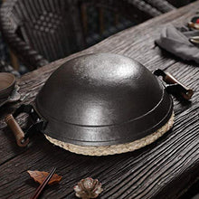 Picnic Bag Wok Wok Made of cast Iron with Two Handles, Traditional Double Ear Wok Round Bottom Uncoated Household Wok, Wok Dicker Cast Iron with Wooden lid,40CM