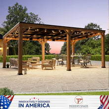 Modern Shade Wood Grill Gazebo 12' x 20' with Sloped Galvanized Steel Roof