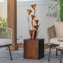 XBrand 46" Tall Bronze Metal Sculptural Flower Multi-Tier Freestanding Water Fountain Without LED Lights