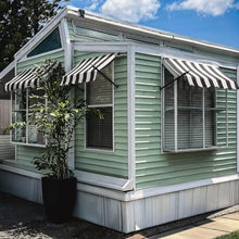 Awntech 3' New Orleans (40.5"-24"-16") Fixed Awning with Spear Arms, Black/White Stripe