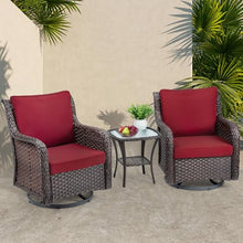 PioneerWorks Outdoor Swivel Wicker Glider Patio Chairs with Table Set 3 Pieces