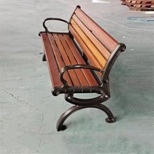 Ronghw0607 Garden Bench Brown Wooden Outdoor Bench with Backrest Leisure Aluminum Bench Park Patio Seat