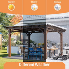 Praxatek 13x10 ft Outdoor Wood Pergola Gazebo, Brown, Corrosion-Resistant Fir, Metal Roof, Weather-Resistant Patio Shade Structure for Backyard (13X10 FT)