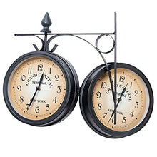 EHVYBDX Clocks Outdoor Waterproof, Double-Sided Outdoor Clocks for The Garden Wall Mounted Battery Powered Metal Hanger Outside Clock