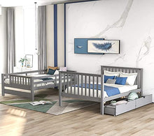 Harper & Bright Designs Full Over Full Bunk Beds with Stairs and Storage Drawers Grey