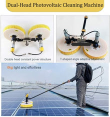 FENOKD Photovoltaic Panel Cleaning Brush, Double Head Automatic Solar Panel, 7.5M Outdoor Window Cleaning Pole, Extendable Pool Cleaning Brush