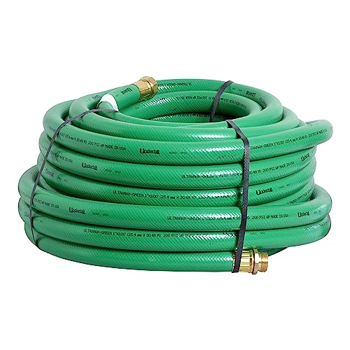 Underhill UltraMax Commercial Garden Water Hose 100 ft, Lightweight, Flexible, Anti-Kink, Non-Conductive, 800 psi, H10-100G, 1 Inch x 100 ft, Green