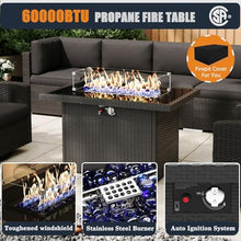 KHOLH 13-Piece Patio Furniture Set with Fire Pit Table, All-Weather Wicker Sectional Sofa and 4 Swivel Chairs Black