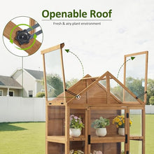 MCombo Wooden Greenhouse with Roof & Adjustable Shelves, 0826 (Natural)