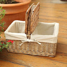 Storage Basket,Double Lid Classic Wicker Picnic Rattan Flip Idyllic Woven Shopping Fruit Outdoor Wild Food