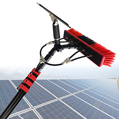 12-36ft Window Cleaning Pole, Extendable Photovoltaic Panel Cleaning Brushes, Water Fed Telescopic Brush, Solar Panel Cleaning Brush Can Spray Water,6m