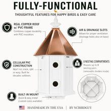 NC Birdguy Handmade Copper Roof Two-Story 8-Compartment Birdhouse (H14C)