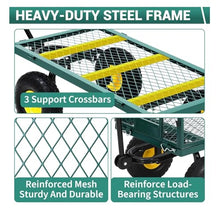 Heavy Duty Garden Cart Mesh Utility Wheelbarrow Garden Dump Cart with Removable Sides, for Lawn Camping Farm