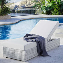 Modway Convene Outdoor Patio Chaise, Light Gray White 82.5 x 30 x 42