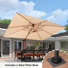 OROTLECT 156'' x 120'' Double Top Wood Pattern Rectangle Umbrella With Steel Plate Base,Beige
