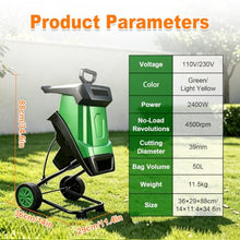 Electric Wood Chipper Garden Shredder & Leaf Mulcher
