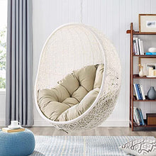 Modway Hide Fabric Outdoor Patio Swing Chair Without Stand in White/Beige